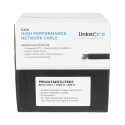 Bobina de Cable UTP 305 m, Cat6 Con DOBLE FORRO, para Exterior, CLIMAS EXTREMOS, Color Negro